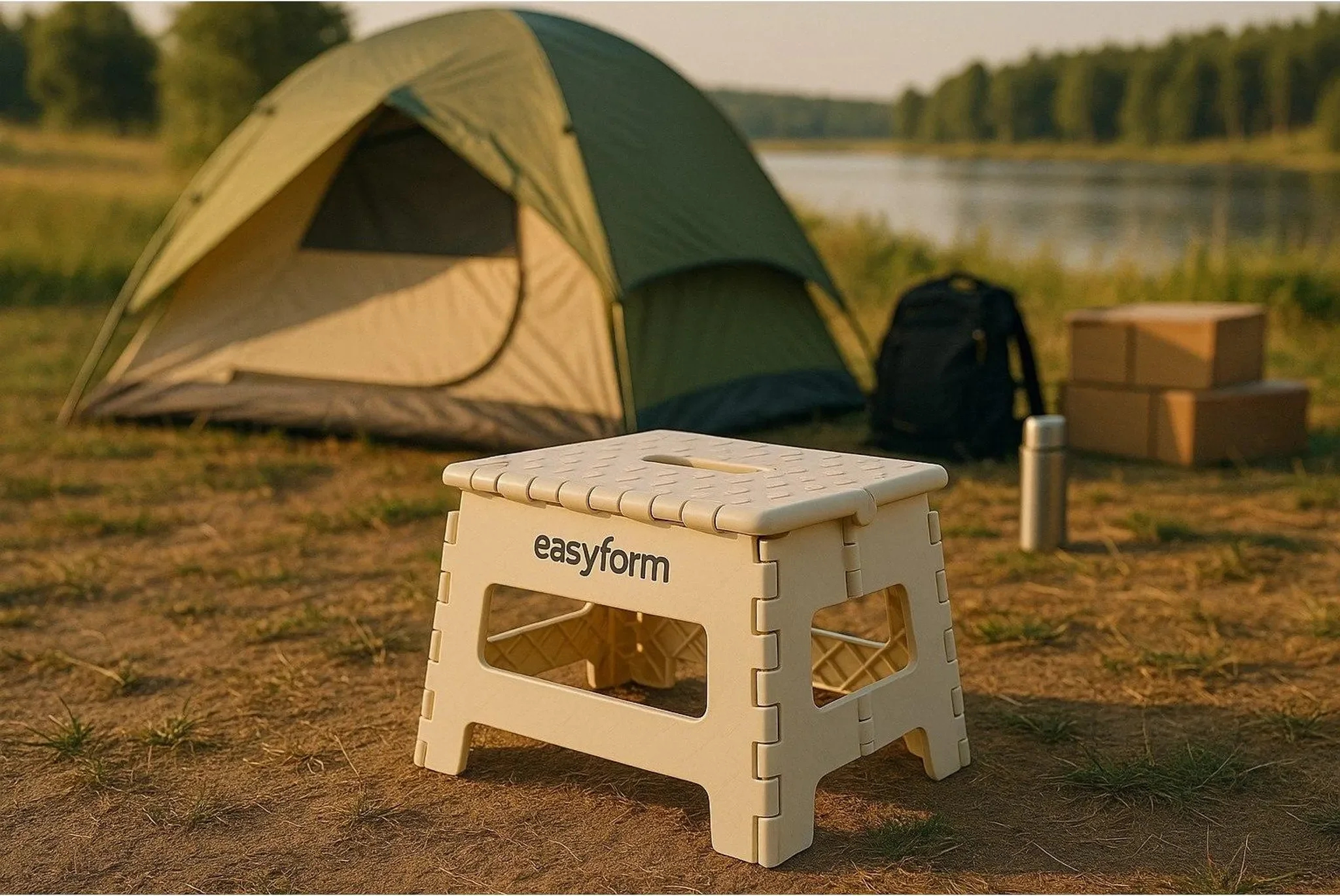Klapphocker – Anti-Rutsch-Stuhl • 150 kg Belastbarkeit • 22 cm Höhe (Beige)